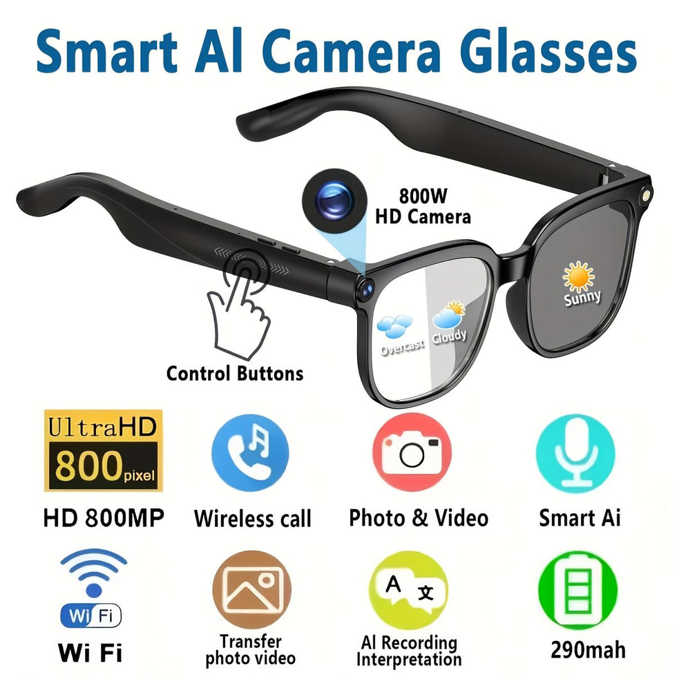 Meta Ai Smart Wireless Bluetooth Glasses with (Speaker & Camera )